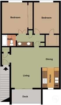 Floor Plan - 2 Bedroom / 1 Bath