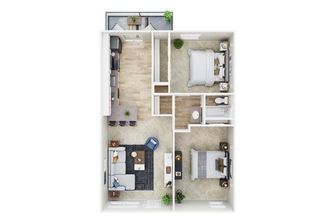 Floor Plan - 2 Bedroom 1 Bath