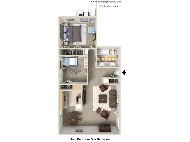 Floor Plan - Two Bedroom One Bath 