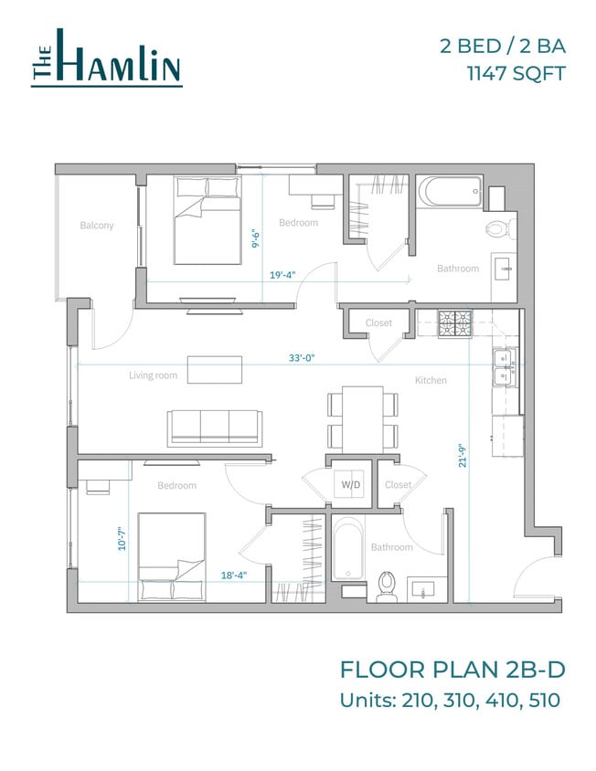 Floor Plan - 2BR/2.0BA