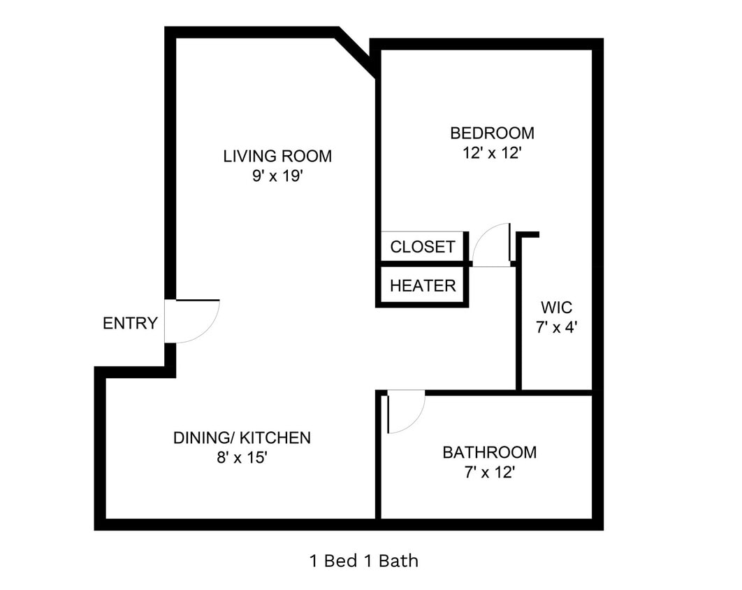 Floor Plan - 1bd/1ba - Premium