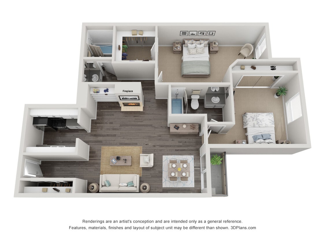 Floor Plan - Two Bed Two Bath-Tower 2