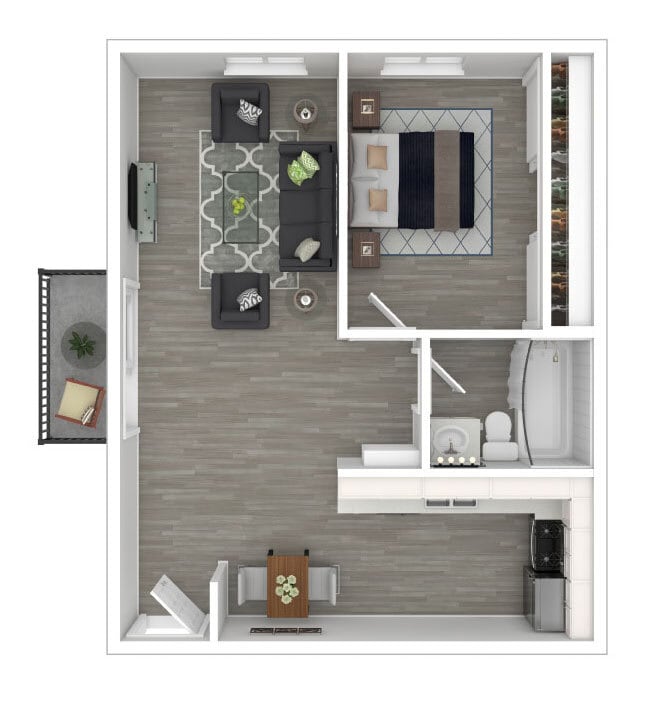 Floor Plan - 1 Bed 1 Bath Plan C