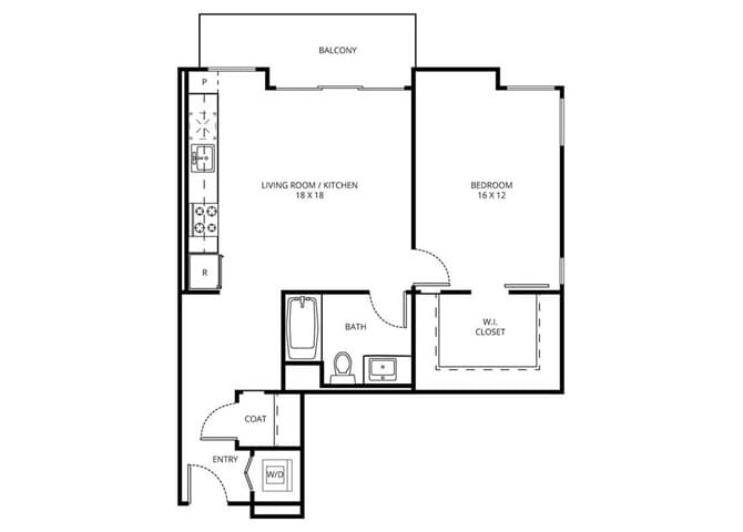 Floor Plan - 1 Bedroom D-1 
