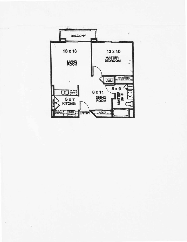 1 BD FLOOR PLAN 652 SQ FT - One Bedroom