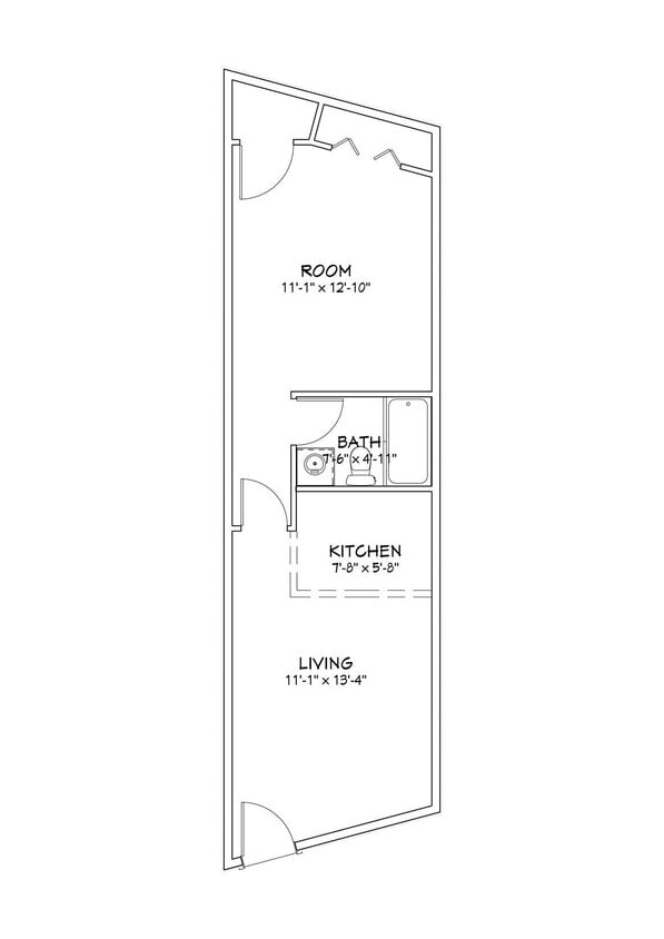 Floor Plan - 1 Bed, 1 Bath A
