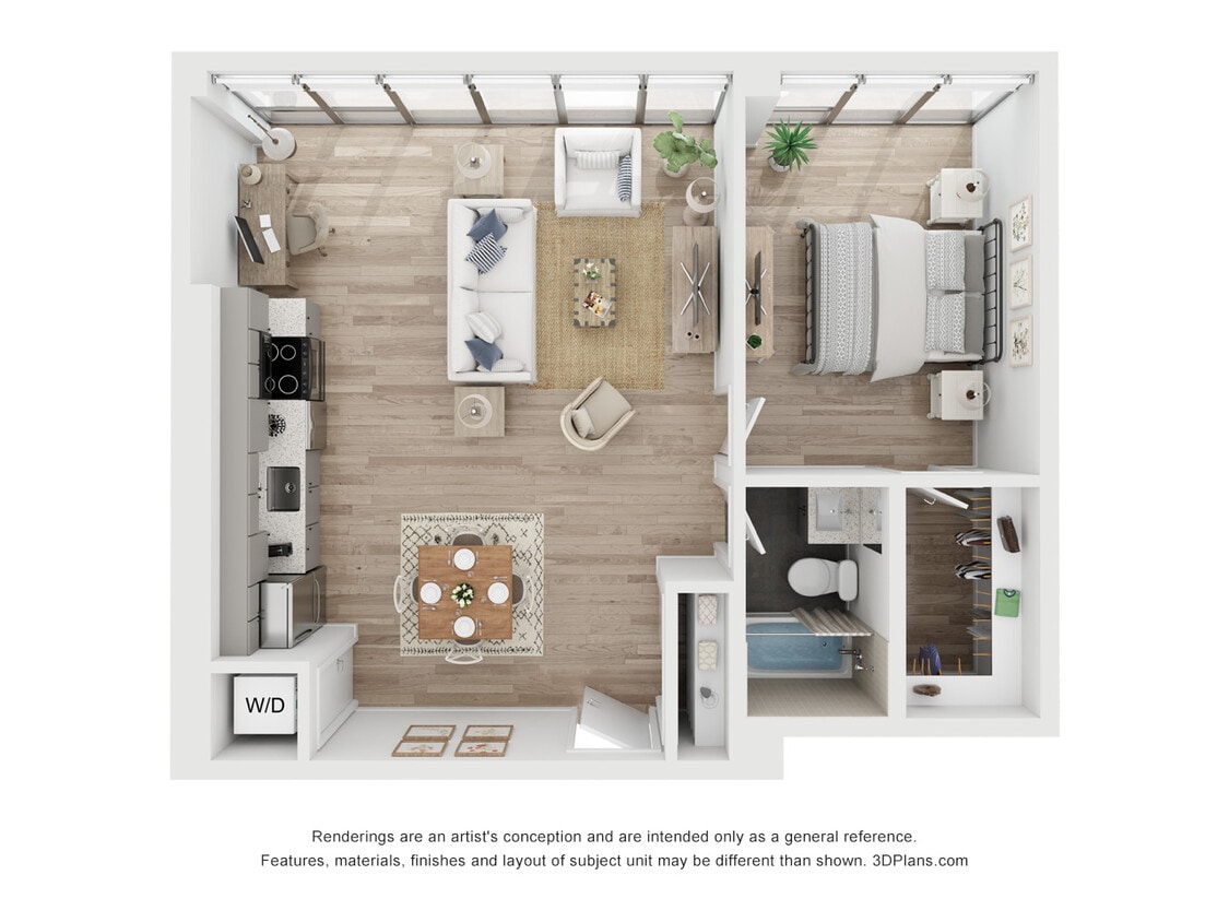 Floor Plan - 1 Bed 1 Bath - 750 sqft