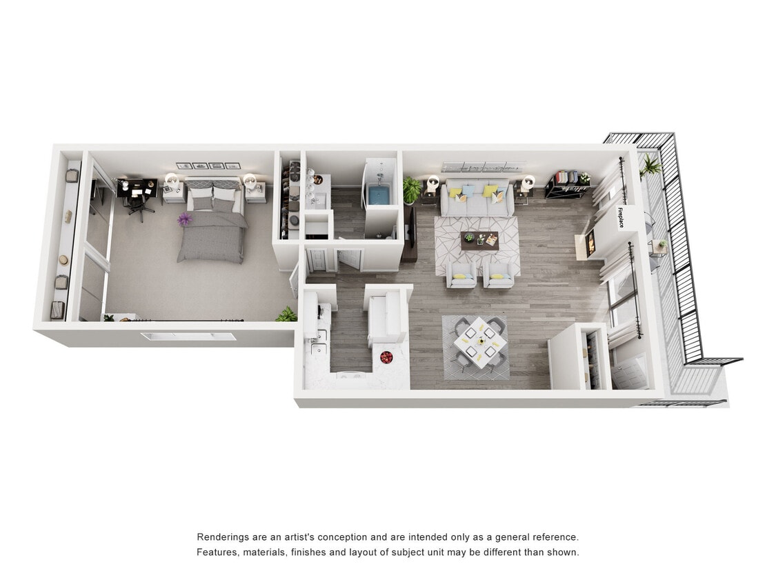 Floor Plan - 1BD, 1BTH F