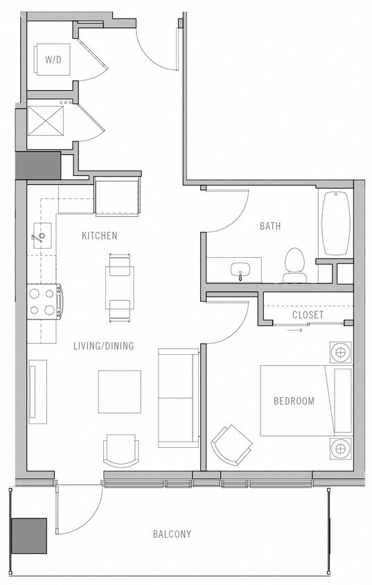 Floor Plan - 1 Bed-1 Bath-J
