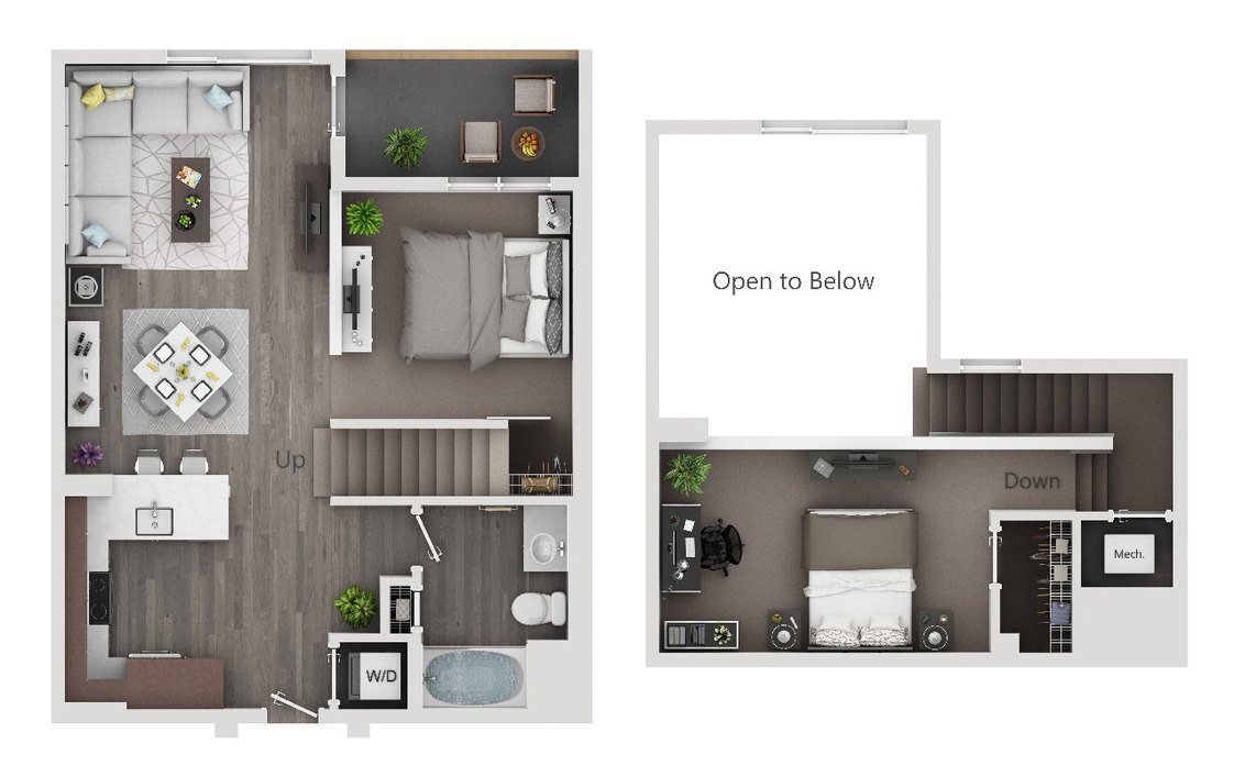 Floor Plan - 2/1 Loft Medium