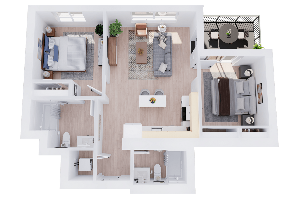 Floor Plan - Plan F - 2 Bedroom, 2 Bath