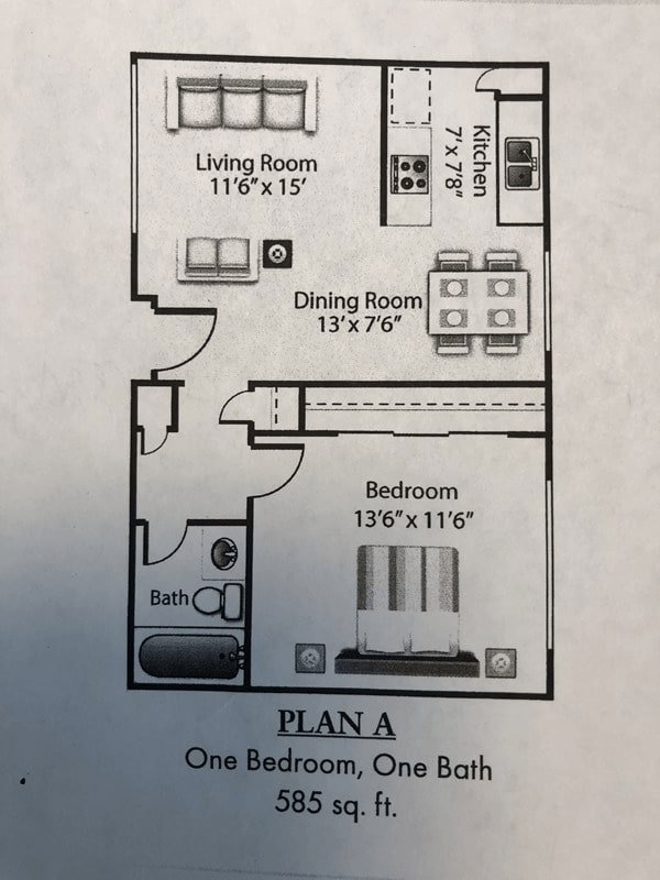 Floor Plan - 1 Bedroom 1 Bath