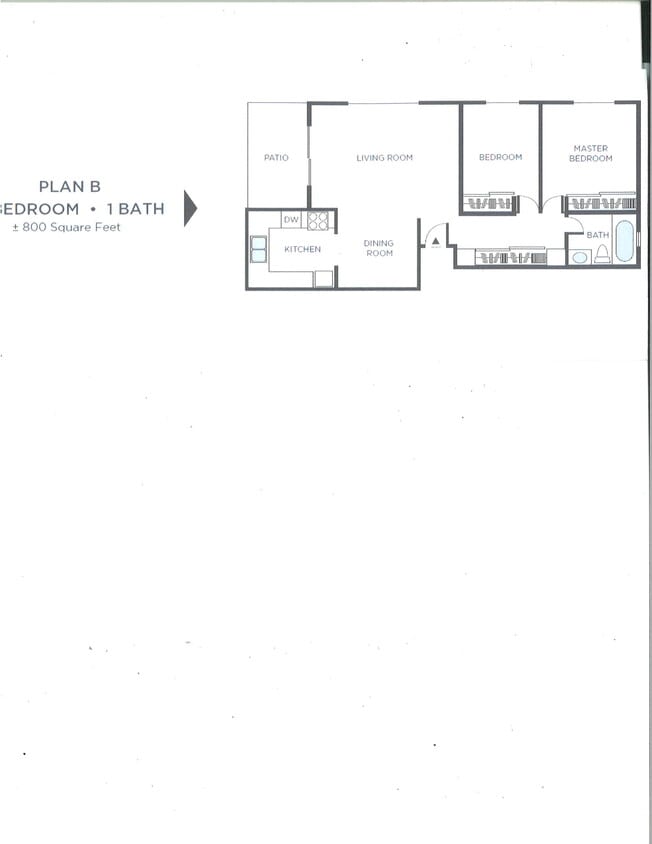 Floor Plan - 2 Bed 1 Bath U B