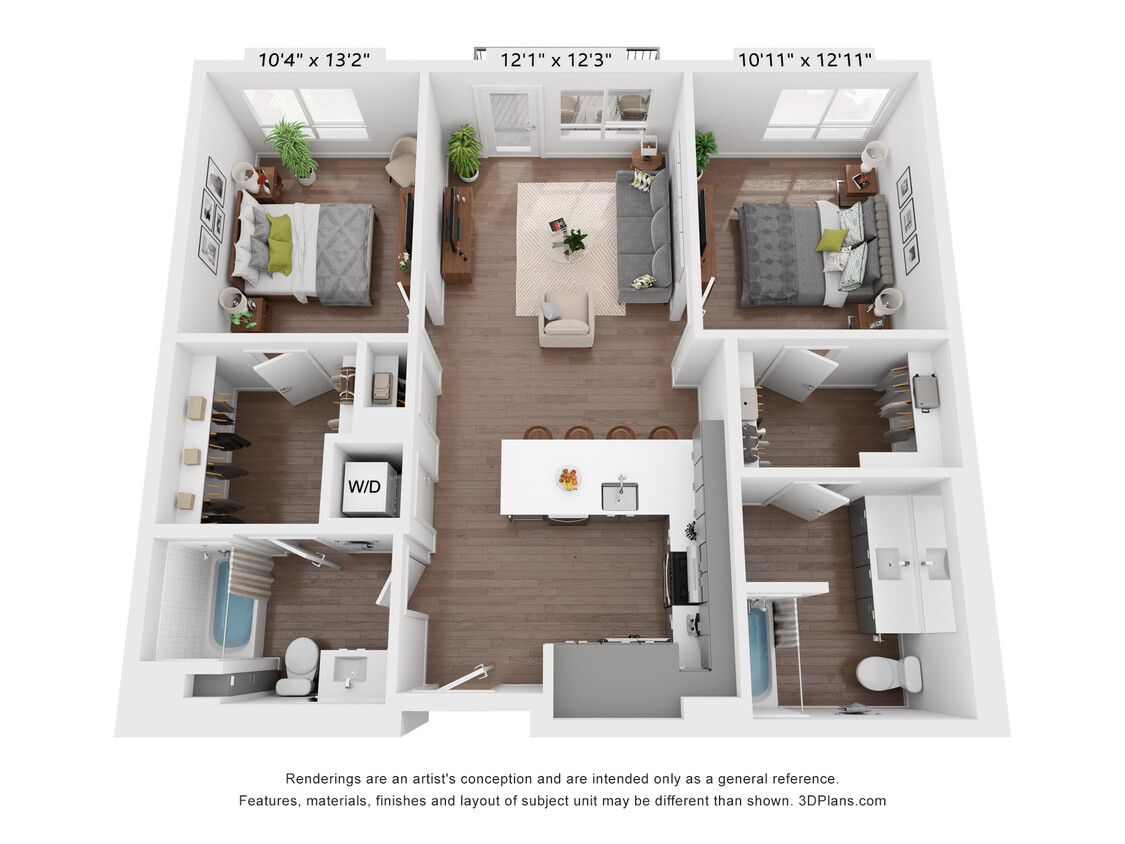 Floor Plan - 2 Bedroom, 2 Bath