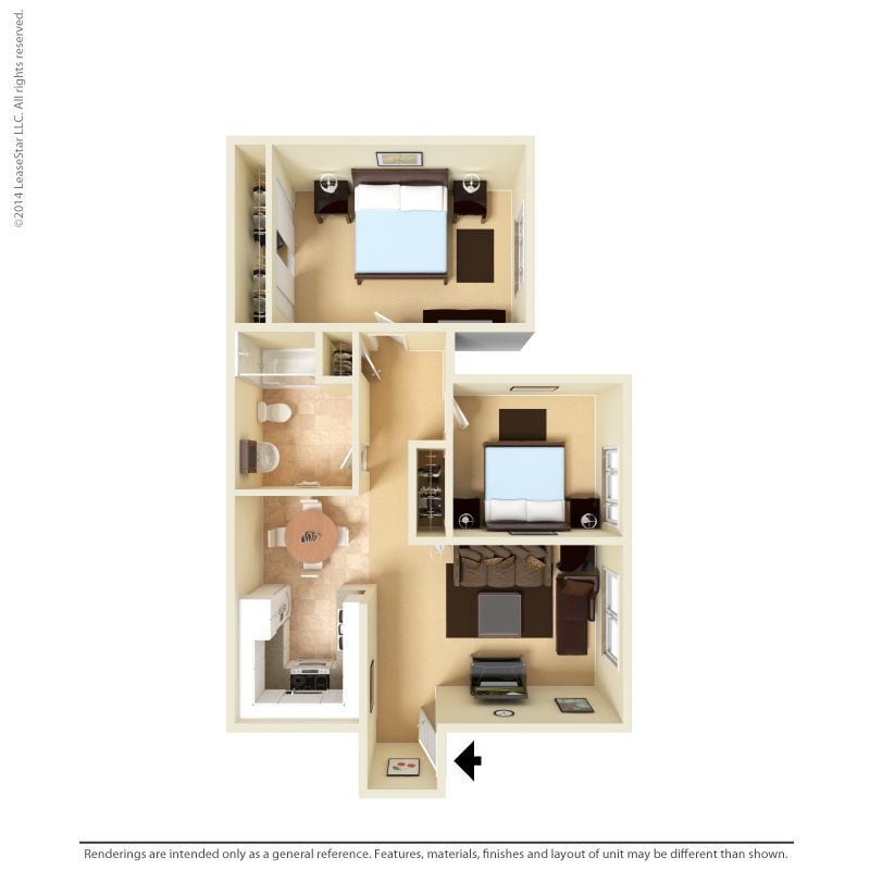 Floor Plan - Large 2 Bed 1 Bath