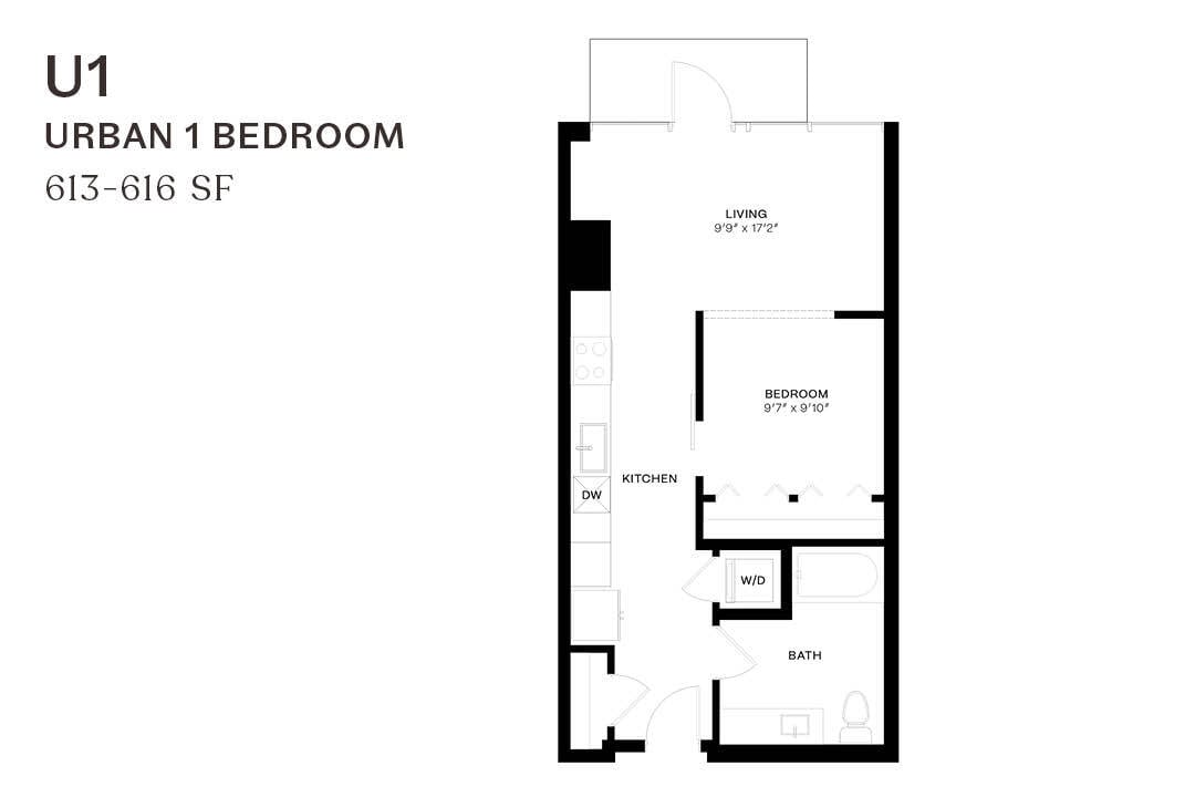 Floor Plan - Urban One Bedroom U1 