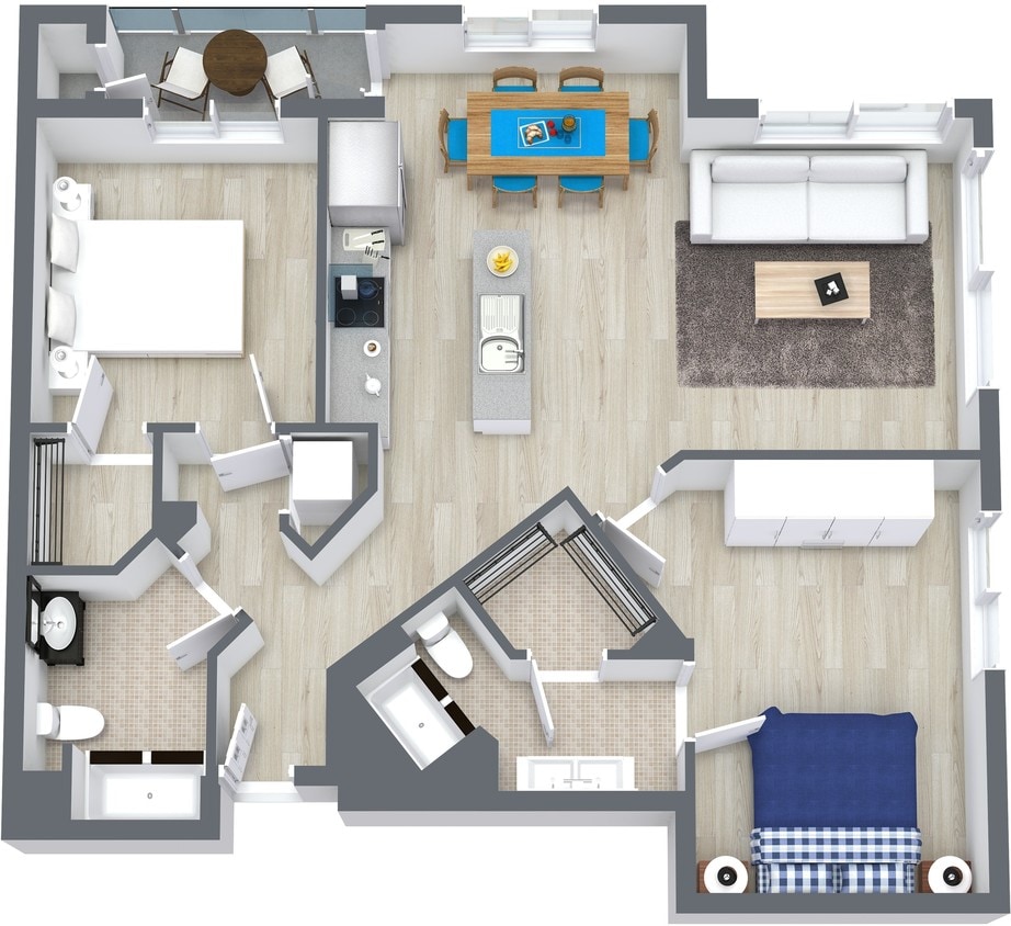 Floor Plan - 2 Bed/2 Bath- B3