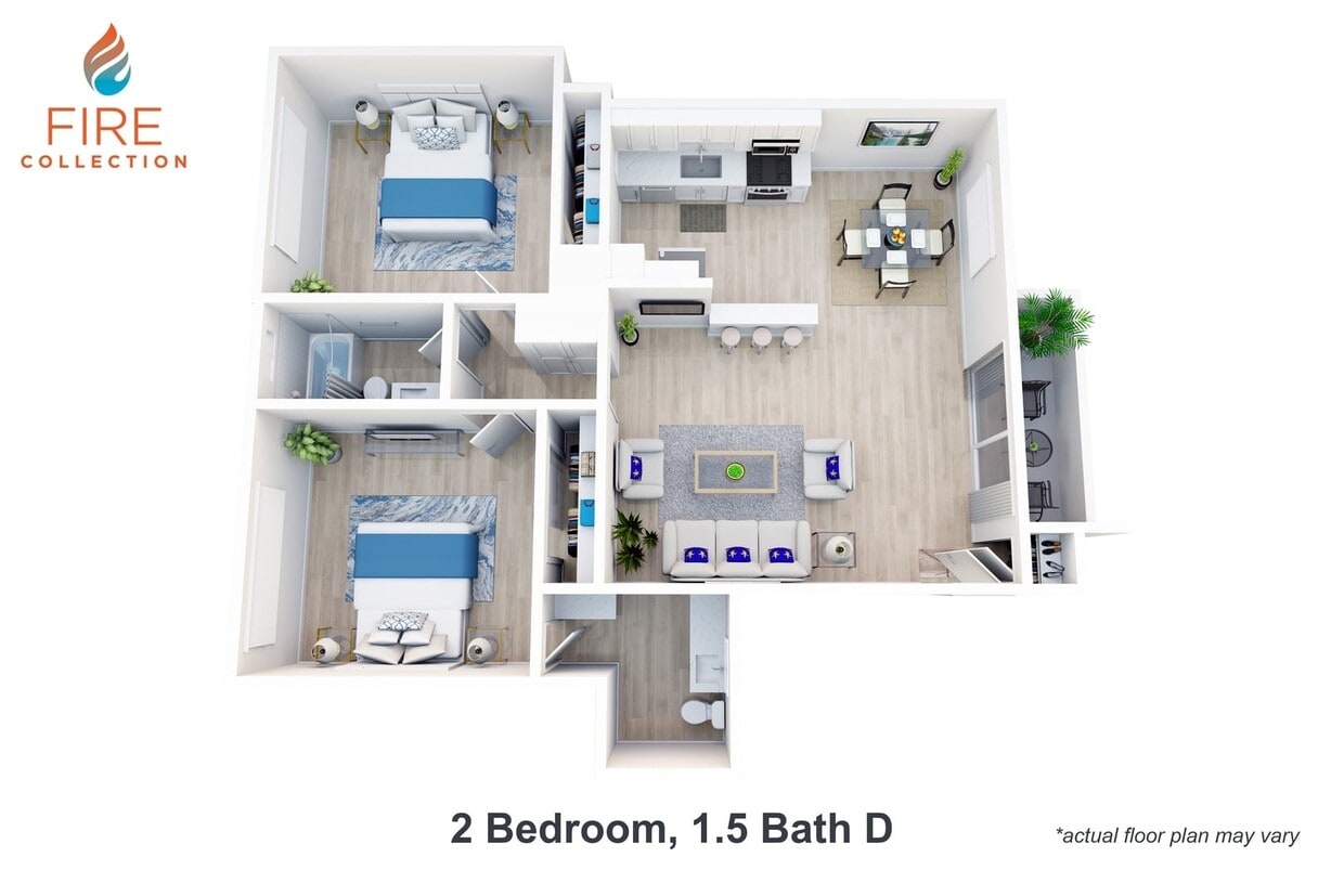 Floor Plan - 2 Bedroom, 1.5 Bath