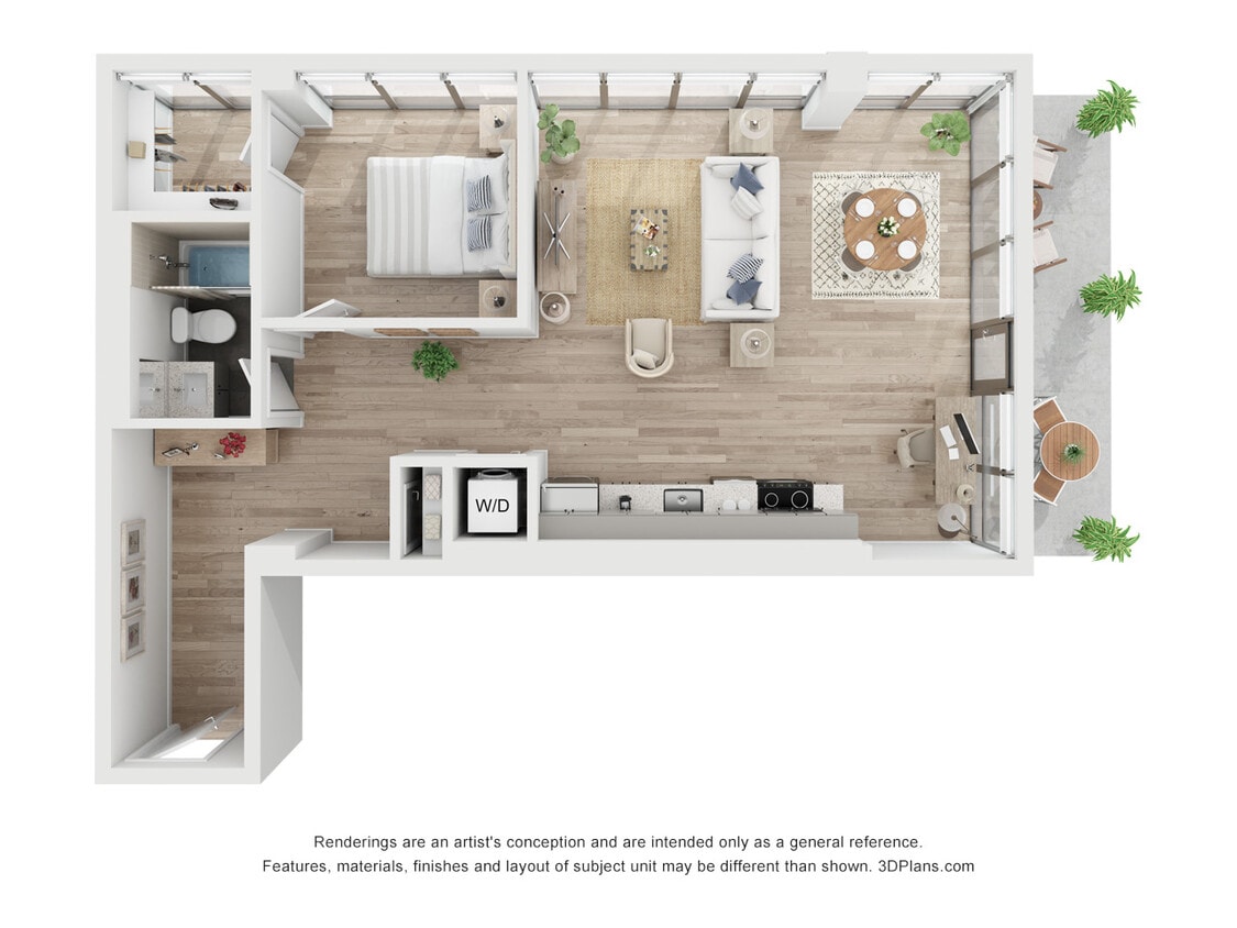 Floor Plan - 1 Bed 1 Bath - 812 sqft