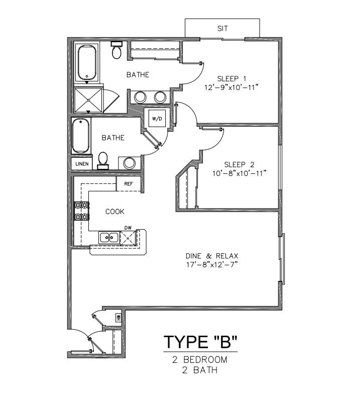 Floor Plan - #205 | Floor Plan E: AVAILABLE 11/6/20