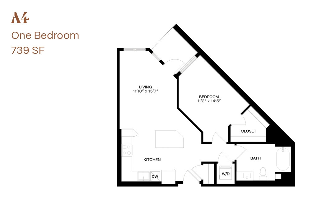 Floor Plan -  One Bedroom A4