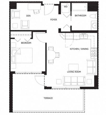 Floor Plan - 1V Den w Terrace Renovation 3