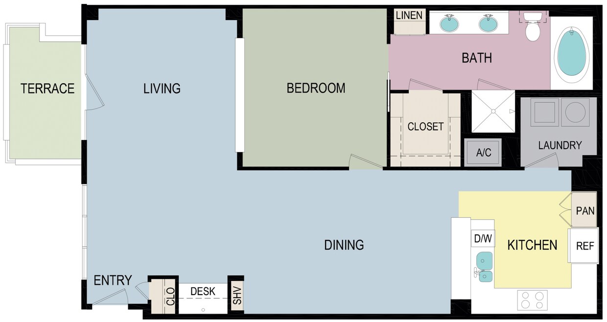 1J floor plan Broadstone Miracle Mile - 1J