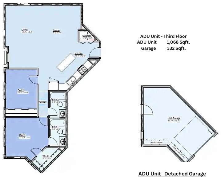 Floor Plan - ADU 2 Bed, 2 Bath