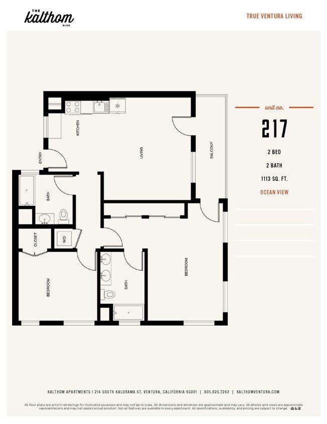 Floor Plan - 2 Bedrooms, 2 Bathrooms