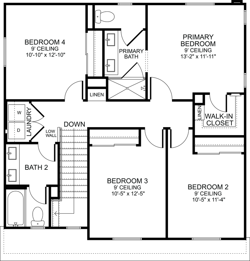 Floor Plan - Plan D2 - 4 Bed/2.5 Bath