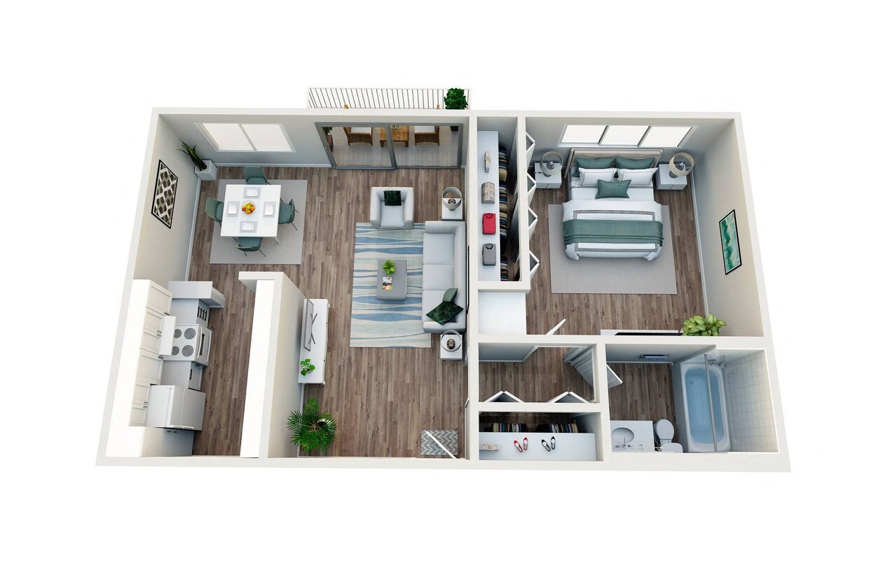 Floor Plan - 1 Bedroom, 1 Bath