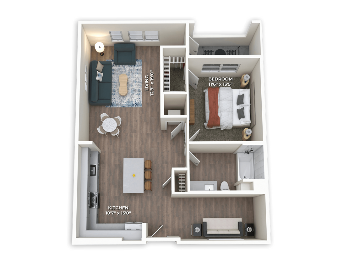 Floor Plan - A8 One Bedroom w/Den