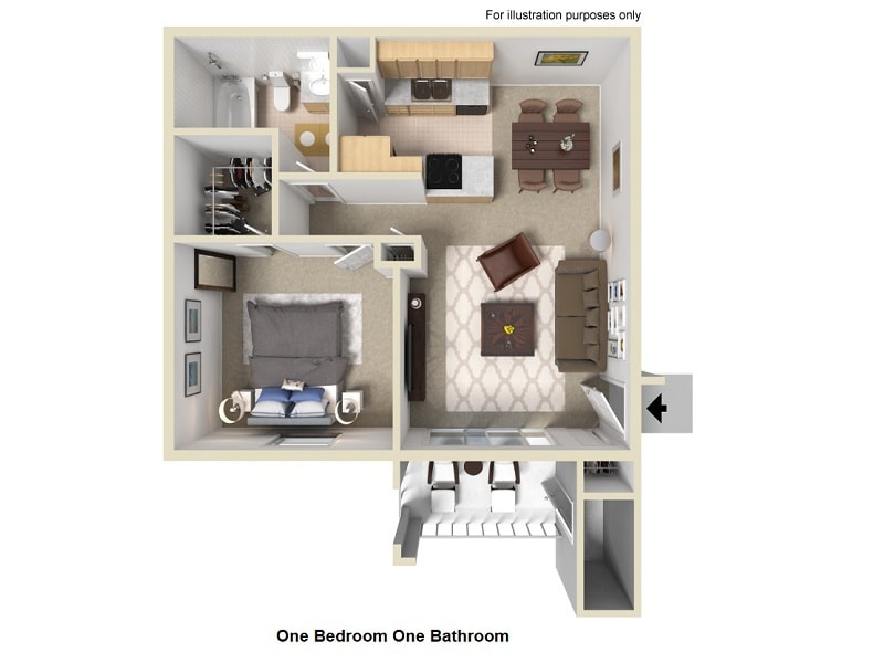 Floor Plan - 1 Bedroom / 1 Bath 