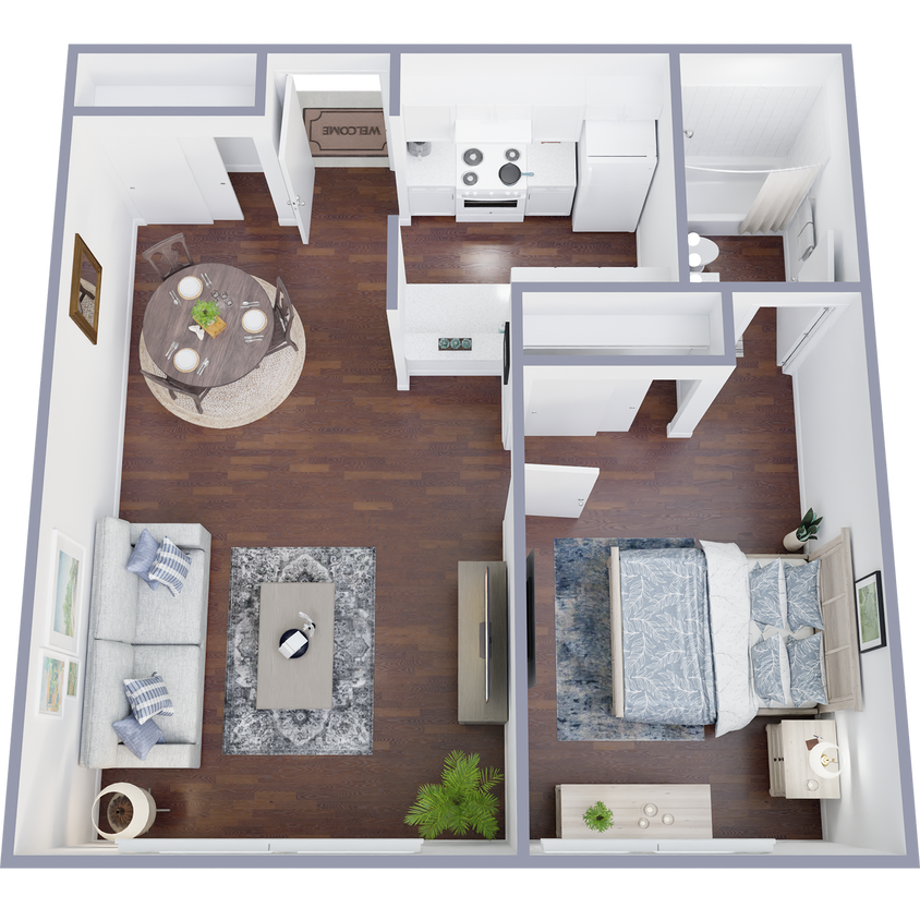 Floor Plan - 1 Bedroom 1 Bath