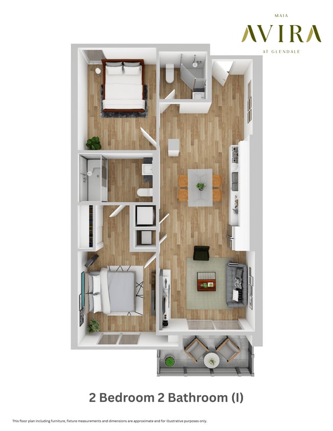 Floor Plan - 2 Bedroom 2 Bathroom (Type I)