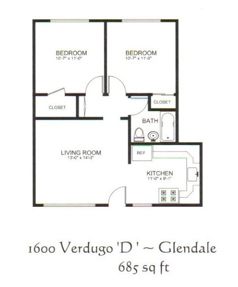 Floor Plan - 1600 N Verdugo Rd Unit D