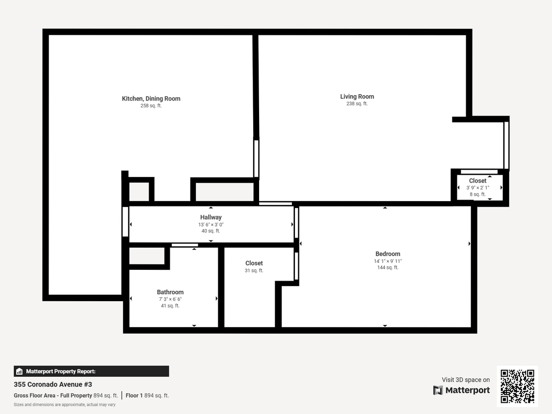 Floor Plan - 1 Bed 1 Bath