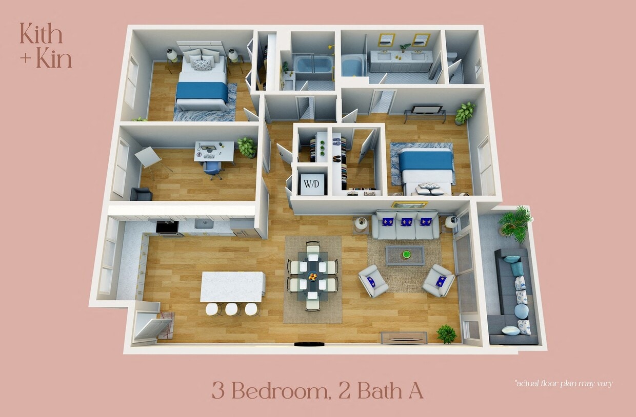 Floor Plan - 3 Bedroom, 2 Bath 