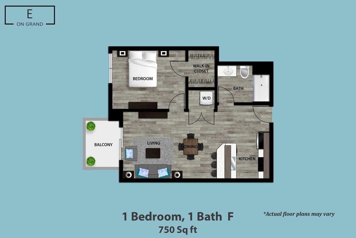 Floor Plan - 1 Bedroom, 1 Bath F