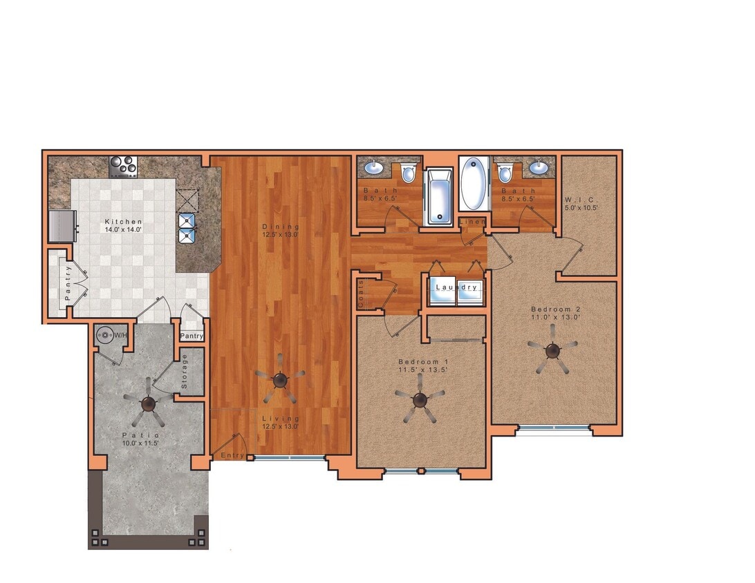 Floor Plan - 2 Bedroom - Sauvignon Grand Patio