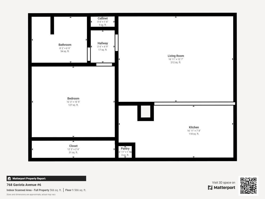 Floor Plan - 1 Bed 1 Bath