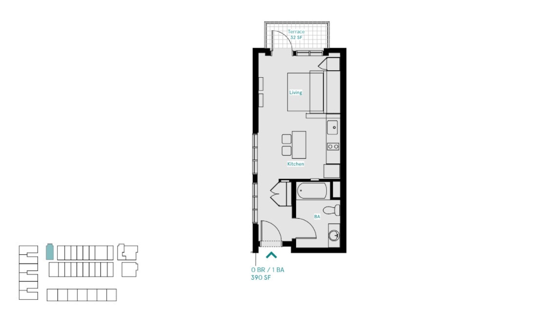 Floor Plan - Studio Traditional Unit w/Large Terrace