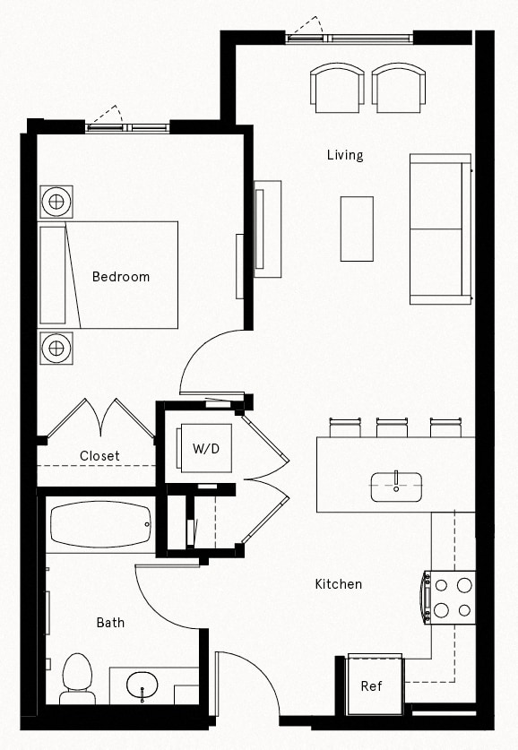 Floor Plan - 1 Bed/1 Bath-D2