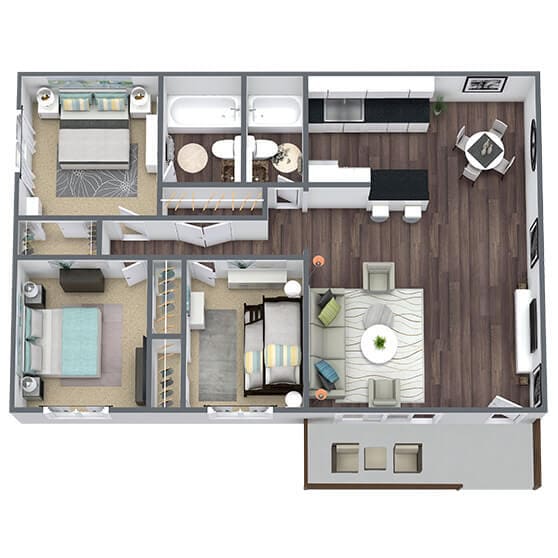 Floor Plan - 3 Bed  2 Bath