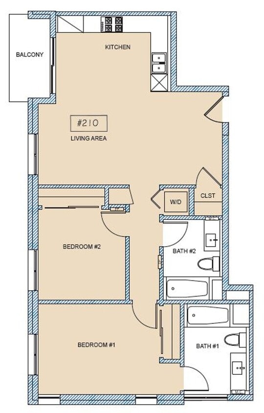 Floor Plan - 2D (2 Bedroom)