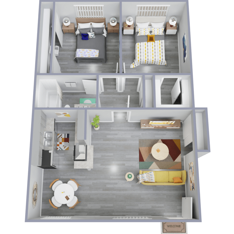 2b1b_Overhead_226829.png - Two-Bedrooms, One-Bathroom