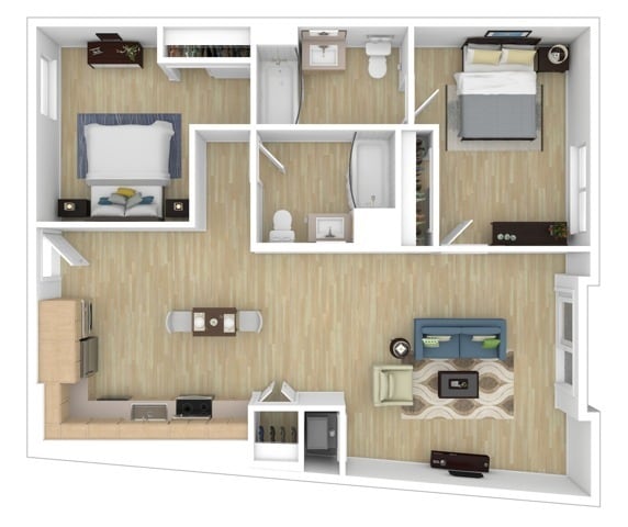 B12 991SF 3D Floor Plan - B12
