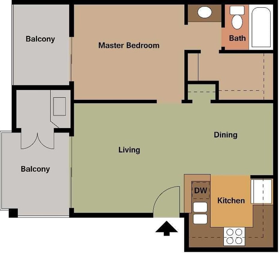 Floor Plan - 1 Bed 1 Bath