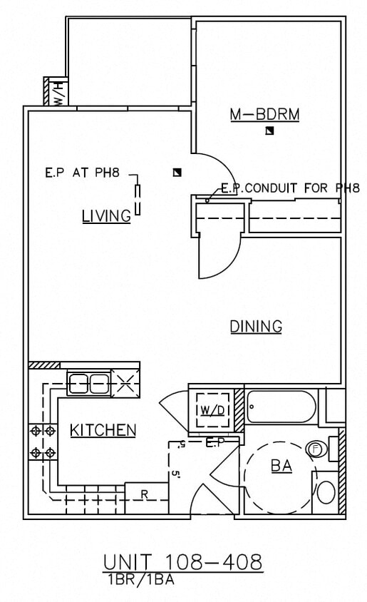 Floor Plan - 1 Bedroom 1 Bathroom + Den