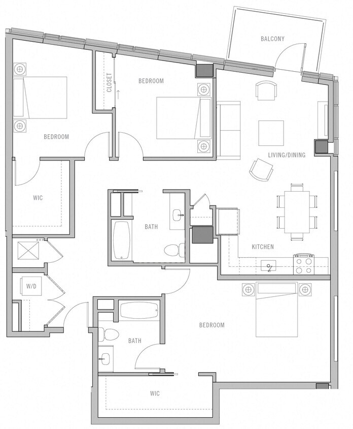 Floor Plan - 3 Bed-2 Bath-E